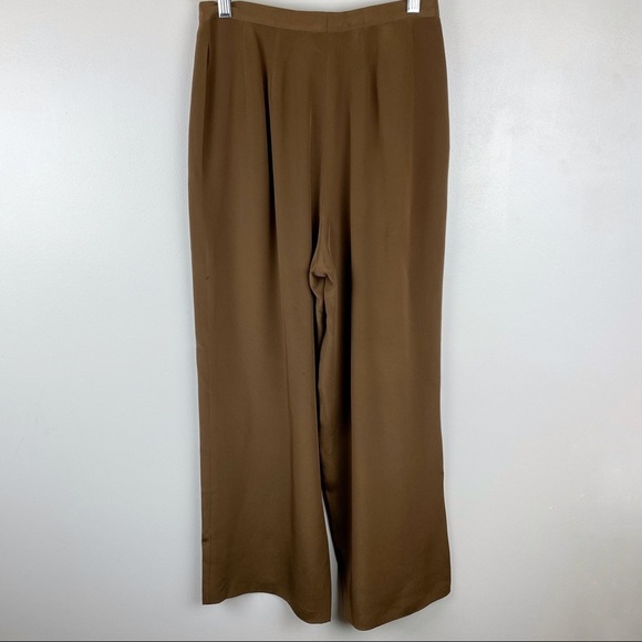 Vintage High Rise Salvatore Ferragamo 100% Silk Caramel - Picture 4 of 9
